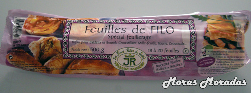 paquete de pasta filo