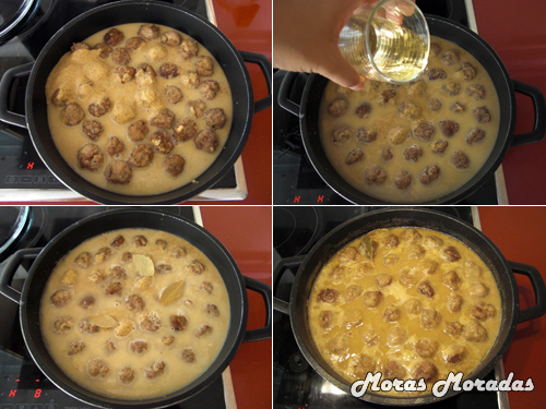 preparación de las albóndigas en salsa de almendras