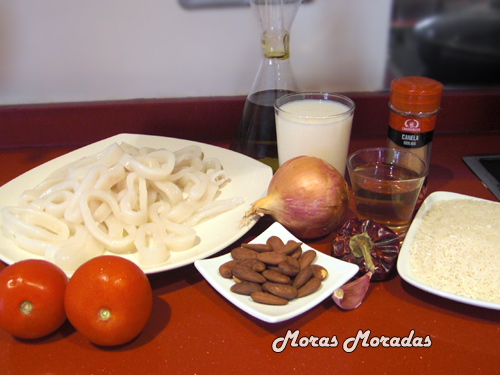 ingredientes para hacer calamares con almendras