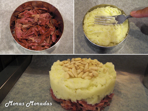 como montar el parmentier de confit de pato