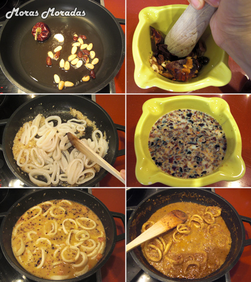 preparación de calamares con almendras