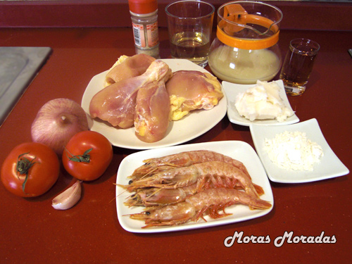 ingredientes para hacer pollo con gambas