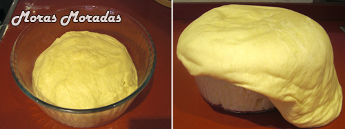 primer levado de la masa del roscón de reyes