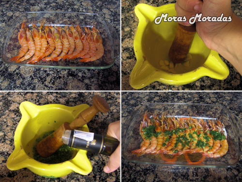 como preparar gambas al horno