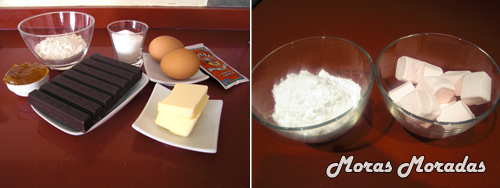 ingredientes para el pastel macbook con fondant de nubes