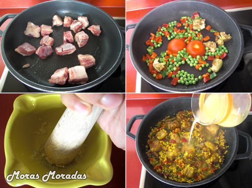 como hacer paella con costilla de cerdo