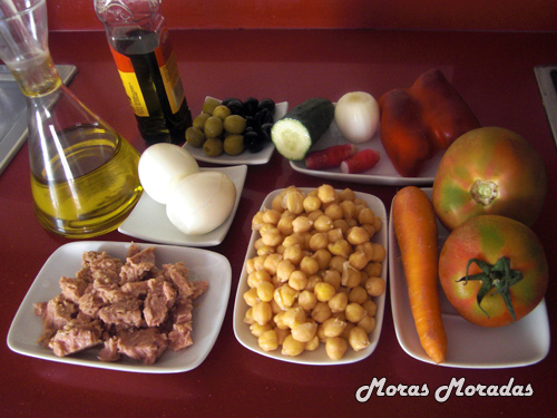 ingredientes para hacer ensalada de garbanzos