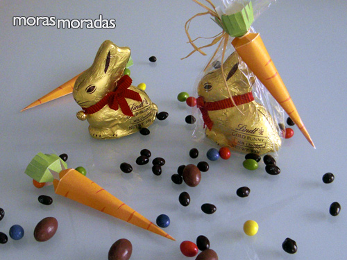 conejo de pascua y zanahoria para guardar huevos de pascua