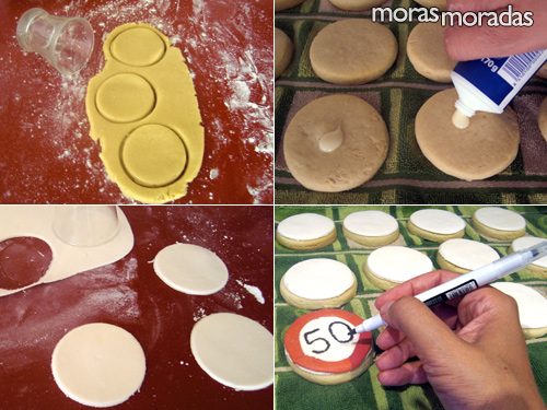 como decorar las galletas con forma de señal de prohibido ir a más de 50
