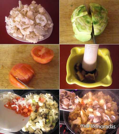 como hacer coliflor con almejas