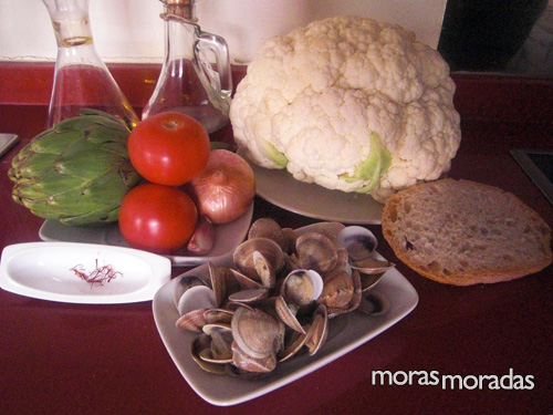 ingredientes para hacer coliflor con almejas