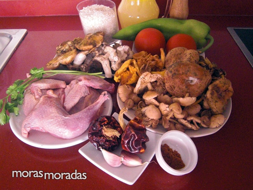 ingredientes para hacer un arroz con setas y perdices