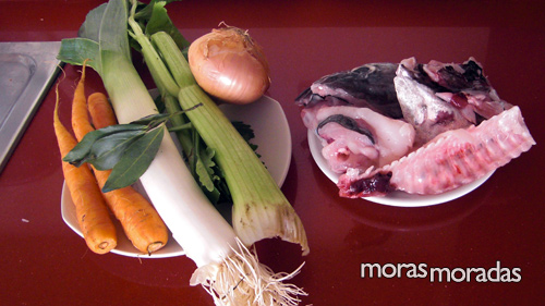 ingredientes para hacer un fumet o caldo de pescado